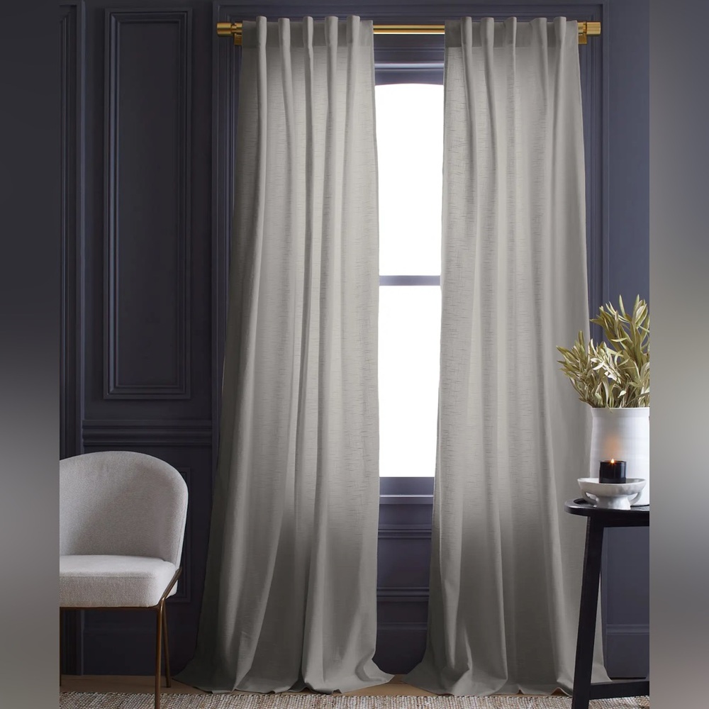 Quince Cotton Slub Curtain Cloud‎ Grey **READ DESCRIPTION Set Of 2 48x96 0035